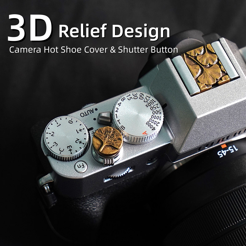 Lens Cap Vintage - غطاء معدني منقوش لفتحة الكاميرا وزر