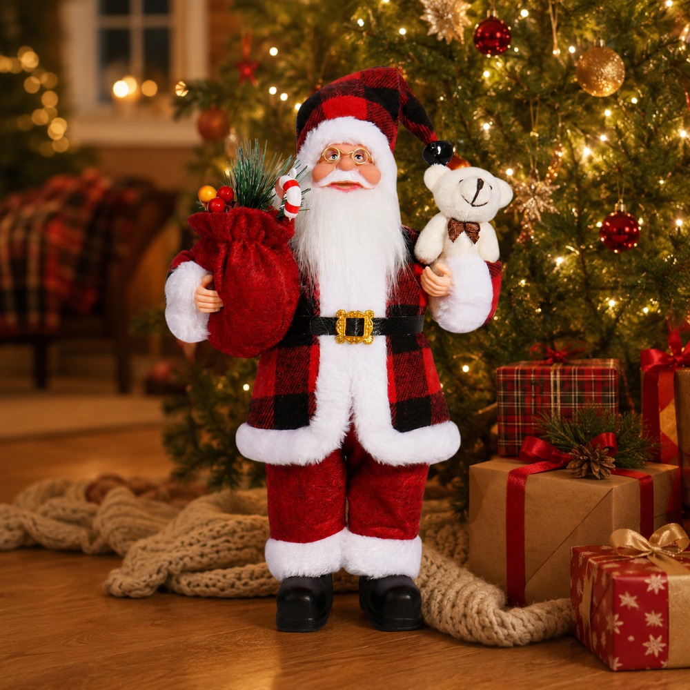 تمثال سانتا كلوز ذو نقشة مربعا - مراجعة Vintage Collectible Santa وسعره