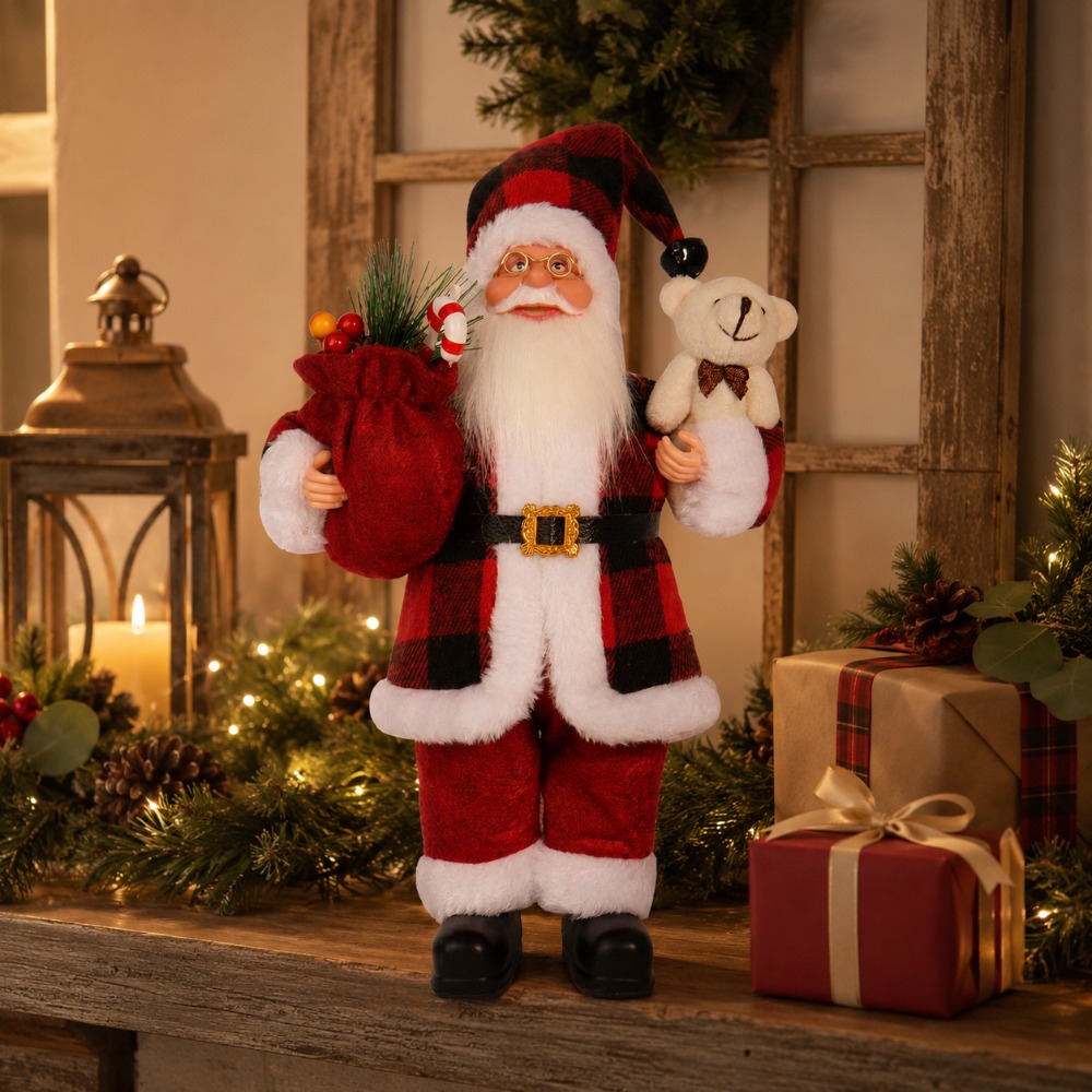تمثال سانتا كلوز ذو نقشة مربعا - مراجعة Vintage Collectible Santa وسعره