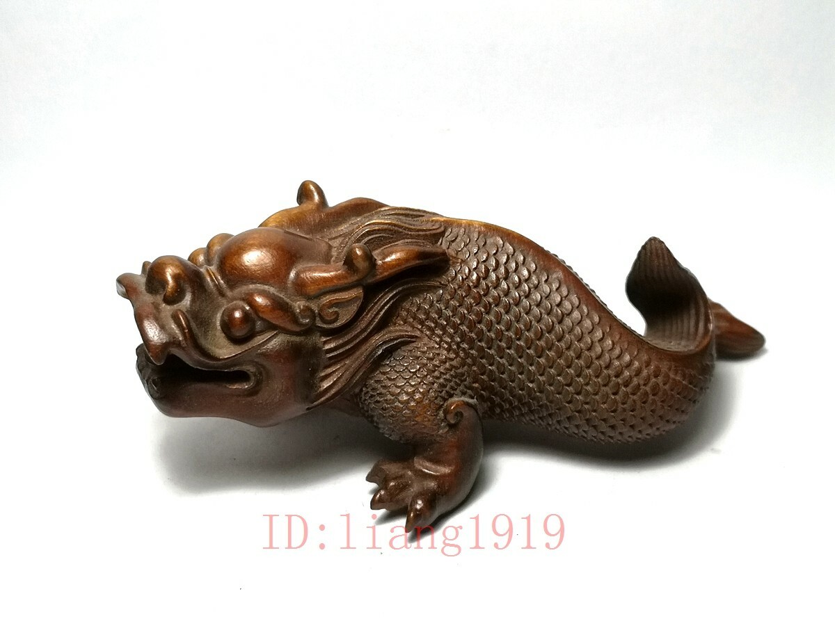 تمثال تنين منحوت يدويًا من خشب - مراجعة Vintage Collectible Figures وسعره