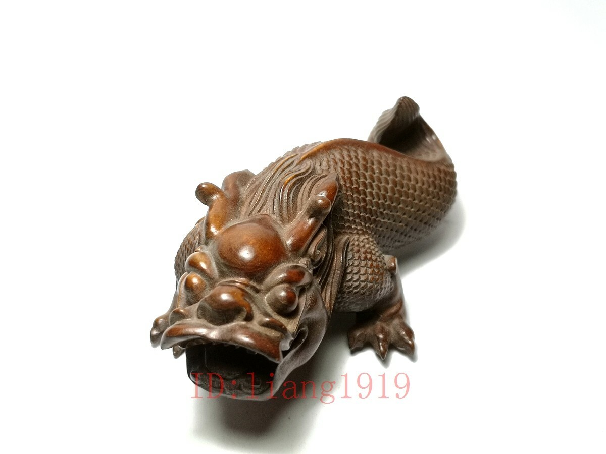تمثال تنين منحوت يدويًا من خشب - مراجعة Vintage Collectible Figures وسعره